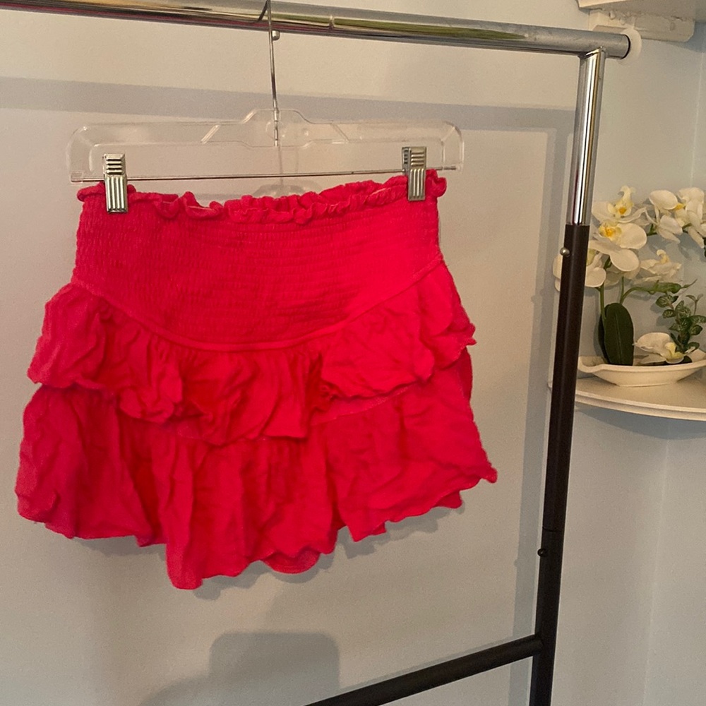 Hot pink drop waist flounce skirt